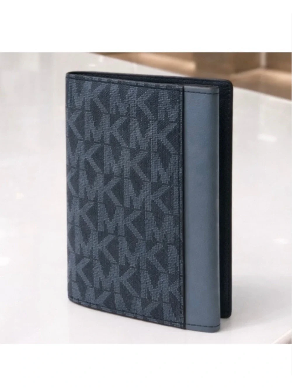 NWT Michael Kors Cooper MK Logo Folding Card Case Wallet Cornflower Blue
